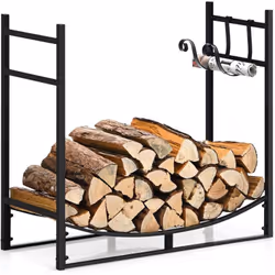 【Supports amovibles :】 Livré avec 2 supports de bois d'allumage, le range bûche peut stocker le bois de chauffage et les maté ...