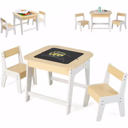 Description: La table et 2 chaises offrent aux enfants de 3 à 6 ans un endroit merveilleux pour lire, jouer, étudier, écrire  ...