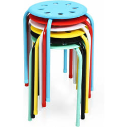 Lot de 6 Tabourets Empilables, Tabourets de Bars Ronds Structure en Métal en Forme de x, Tabourets Gigognes pour Enfants et Adultes, Maison, Bureau,