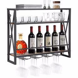 Description : Cette étagère à vin à 3 niveaux avec porte-verres est fabriquée avec matériaux sélectionnés et encadré par des  ...