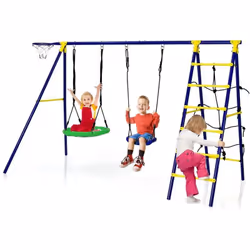 À propos de cet article 【Balançoire combinée 5 en 1 :】Cette balançoire multifonctionnelle comprend 2 balançoires réglable, 1  ...