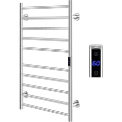 COSTWAY Sèche-Serviettes Électrique 120W LCD 30-60°C avec 10 Barres en Acier Inoxydable, Chauffe-Serviettes Étanche Murale avec Minuterie(1-8 H)