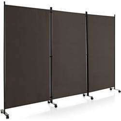 Costway - Paravent Intérieur à 3 Panneaux Pliable Détachables 262x180cm, Cloison de Séparation à 8 roulettes Cadre en Fer Fibre de Polyester, Facile