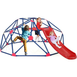 Costway - Dôme d'escalade Enfants avec Toboggan, Cage d'escalade avec Coussin en Tissu, Charge 180kg, Aire de Jeux Extérieure et Intérieure pour