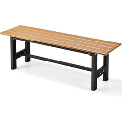 Costway - Banc de Jardin en hdpe et Cadre Métallique, Banc de Terrasse sans Dossier avec Assise à Lattes, Charge 300KG, 2 Places, pour Jardin,