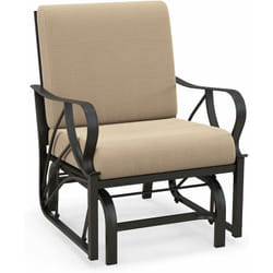Costway - Chaise à Bascule de Jardin avec Coussin, Fauteuil à Bascule en Métal avec Accoudoirs Incurvés, Chaise Berçante Ergonomique, pour Jardin,