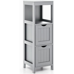 Costway - Meuble de Salle de Bain avec 2 Tiroirs Amovibles, Commode De Salle De Bain en Bois avec Etagère Ouverte, pour Salle De Bain, Chambre, Salon