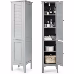 Description générale Cette armoire de salle de bain sur pied dispose de 5 étagères et de 2 portes, offrant un espace de range ...