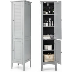 Costway - Colonne de Salle de Bain 5 Niveaux 2 Portes, Meuble Rangement de Salle de Bain avec Porte Magnétique, Dispositif Anti-bascule, 37 x 37 x