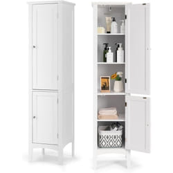 Costway - Colonne de Salle de Bain 5 Niveaux 2 Portes, Meuble Rangement de Salle de Bain avec Porte Magnétique, Dispositif Anti-bascule, 37 x 37 x