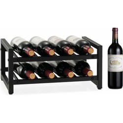 Costway - tagère à Vin à 2 Niveaux pour 8 Bouteilles, Porte-Bouteille avec Repose-Pieds Réglables, Surface Antirouille, Casier à Vin en Métal Robuste