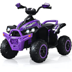 Quad Electrique Enfants/Voiture Électrique Enfants-Musique-Lumières LED-Pédale-Klaxon-Démarrage Lent-Charge 35kg pour Enfants de 3-8 Ans (Violet)