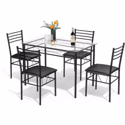 Description générale Notre ensemble de cuisine comprend une table et quatre chaises. Le design est simple et moderne, offrant ...