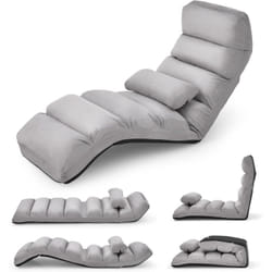 COSTWAY Fauteuil Relax Salon en Faux Daim Pliable, Réglable sur 5 Positions Chaise de Relaxation Rembourrée Fauteuil Sol pour Salon, Mobilier de