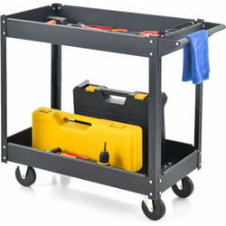 Chariot à Outils 2 Étagères Charge 50 kg avec Poignée, Chariot Servante d'Atelier en Métal avec 4 Roues et 2 Freins, pour Atelier Garage Maison 85 x