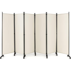 Costway - Séparateur de Pièce Pliable à 6 Panneaux, Grand Paravent de 172 cm avec Roues Verrouillables, Cloison de Séparation Portable, pour Salon,
