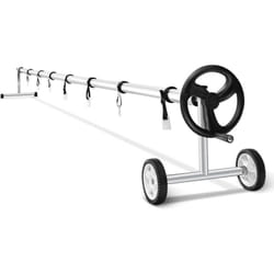 Costway - Système d'Enroulement Mobile pour Bâches Solaires, Enrouleur en Aluminium pour Couverture de Piscine, Longueur Maximum à 7 m, avec Roues en
