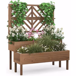 【Conception 2-en-1】 Cette jardinière surélevée 2-en-1 est conçue avec un bac à fleurs 2 niveaux, offrant suffisamment d'espac ...
