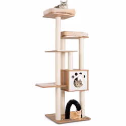 Centre d'Activités : L'arbre à chat multicouche est conçu avec 2 perchoirs supérieurs, 2 plates-formes de saut et un condo sp ...