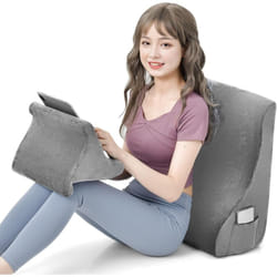 Costway - Ensemble d'Oreillers Multifonctionnel, Oreiller de Lecture avec Support pour Tablette, 2 Poches Latérales, Design Ergonomique Housse