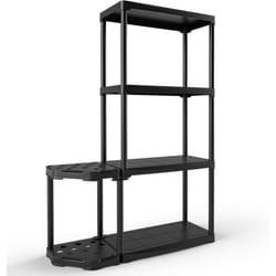 Costway - tagère de Rangement à 4 Niveaux en Plastique, Support d'Outils à 12 Trous, Étagère Garage, Charge Maximale 80 kg, pour Maison, Garage,