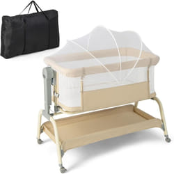 Costway - 4 en 1 Lit Cododo Bébé avec Matelas Doux & Filet, Berceau Bébé Evolutif avec 6 Hauteurs Réglables, Inclinaison Réglable, 4 roulettes