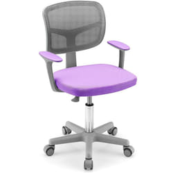 Costway - Chaise de Bureau Pivotante Enfants avec Hauteur Réglable 80-91,5cm, Siège à roulettes Enfants avec Dossier & Accoudoirs Ergonomique,