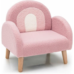 Costway - Fauteuil Enfant en Peluche avec Dossier & accoudoir Confortable, Canapé Chaise Enfant en Bois avec Joli Motif Arc-en-Ciel, Charge 50kg pour