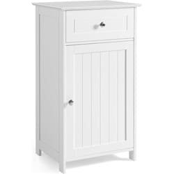 Costway - Meuble de Salle de Bain sur Pied, Armoire de Rangement avec 1 Porte et Étagère Réglable à 3 Positions, Tiroir, Meuble de Rangement pour