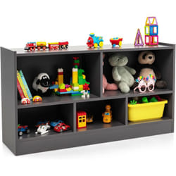Costway - Bibliothèque Enfants en Bois avec 5 Compartiments, Meuble de Rangement pour Jouets & Livres avec Patins Antidérapants, Idéal pour Salon