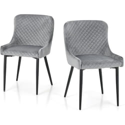COSTWAY Chaise Salle à Manger Lot de 2, Chaise Velour de Cuisine avec Dossier Rembourré et Pieds en Métal, Chaise Scandinave pour Salon, Cuisine,
