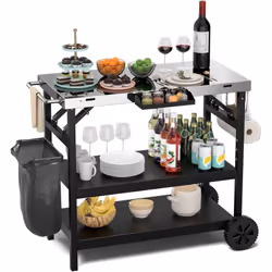 Description : La desserte de cuisine avec son plateau en acier inoxydable de 91x45 cm (Lx l) assure un large espace pour la p ...