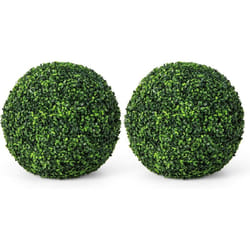 2 Boules de Buis Artificielles 48 cm Résistantes aux uv, Plantes en Boules de Faux Buis Sphères, Décoratives pour Intérieur Extérieur de Porche