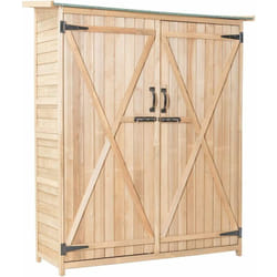 Costway - Abri de Jardin en Bois, Cabane de Jardin Extérieur Double Portes avec Loquet, Toit Incliné en Asphalte, Cabanon Jardin Extérieur pour