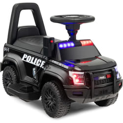 Costway - Porteur Enfants avec Mégaphone & Autocollant de Police, Voiture à Pousser avec Lumières et Sonore, Dispositif Anti-basculement & Stockage