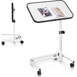 Costway - Table de Lit avec roulettes Verrouillables, Table Roulante pour Lit Réglable en Hauteur,Rangement Pliable, Plateau Inclinable 180°, Table