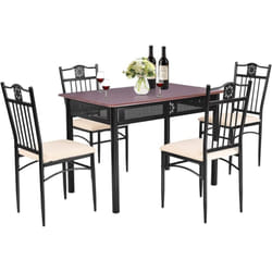Table à Manger avec 4 Chaises, Ensemble Table et 4 Chaises Rembourrées, Cadre en Métal, Table Cuisine Rectangulaire 107x70cm pour Salle à Manger,