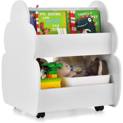 Costway - Bibliothèque Enfants en Bois avec Forme d'Arbre, Étagère de Rangement Enfants avec 4 Roues Universelles, Coins Arrondis pour Salle de Jeux,