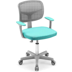 Costway - Chaise de Bureau Pivotante Enfants avec Hauteur Réglable 80-91,5cm, Siège à roulettes Enfants avec Dossier & Accoudoirs Ergonomique,