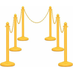 Costway - 6 Poteaux de Guidage en Plastique avec 5 Chaînes Détachables, Poteau Séparateur avec Base Bombée Antidérapante, pour Intérieur/Extérieur