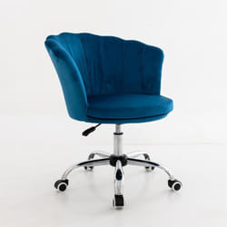Costway - Fauteuil de Bureau en Velours avec 5 Roues Universelles, Chaise de Coiffeuse avec Hauteur Réglable, Chaise Salon Rembourrée Pivotante,