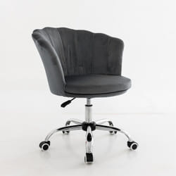 Costway - Fauteuil de Bureau en Velours avec 5 Roues Universelles, Chaise de Coiffeuse avec Hauteur Réglable, Chaise Salon Rembourrée Pivotante,