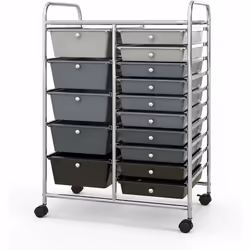 Description : Notre chariot de rangement à roulettes spacieux est doté de 15 tiroirs amovibles, dont 5 grands et 10 de taille ...