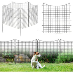 Costway - Clôtures de Jardin en Métal avec 5 panneaux et 5 piquets, Barrière Jardin Exterieur pour Animaux Résistant à Rouille, Décoratives pour