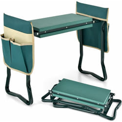 Tabourets de Jardinage Pliable avec Coussin eva, Genouillère de Jardin 2 en 1 Cadre en Métal Siège de Jardinier avec 2 Grande Pochette à Outils