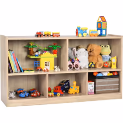 Costway - Bibliothèque Enfants en Bois avec 5 Compartiments, Meuble de Rangement pour Jouets & Livres avec Patins Antidérapants, Idéal pour Salon