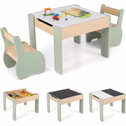 【Table polyvalente 4 en 1:】 Le tableau est composé de 2 panneaux réversibles et amovibles. Le tableau noir pour dessiner et é ...