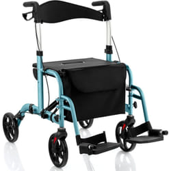 Costway - Déambulateur à 4 Roues Pliable en Aluminium, Rollator Poignées Réglables en Hauteur 85-98 cm Dossier Réversible Porte-canne et Repose-pieds