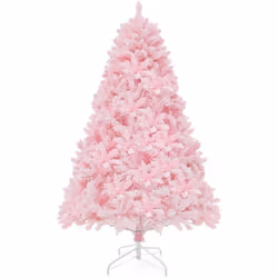 Description : Pour un aspect réaliste, l'arbre de Noël floqué rose dispose de pointes de branches en PVC pour montrer une mei ...