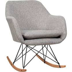 Costway - Chaise à Bascule en Bois de Hêtre Massif, Chaise Berçante avec Coussin Rembourré, Chaise d'Appoint à Bascule avec Housse en Lin, Charge 115